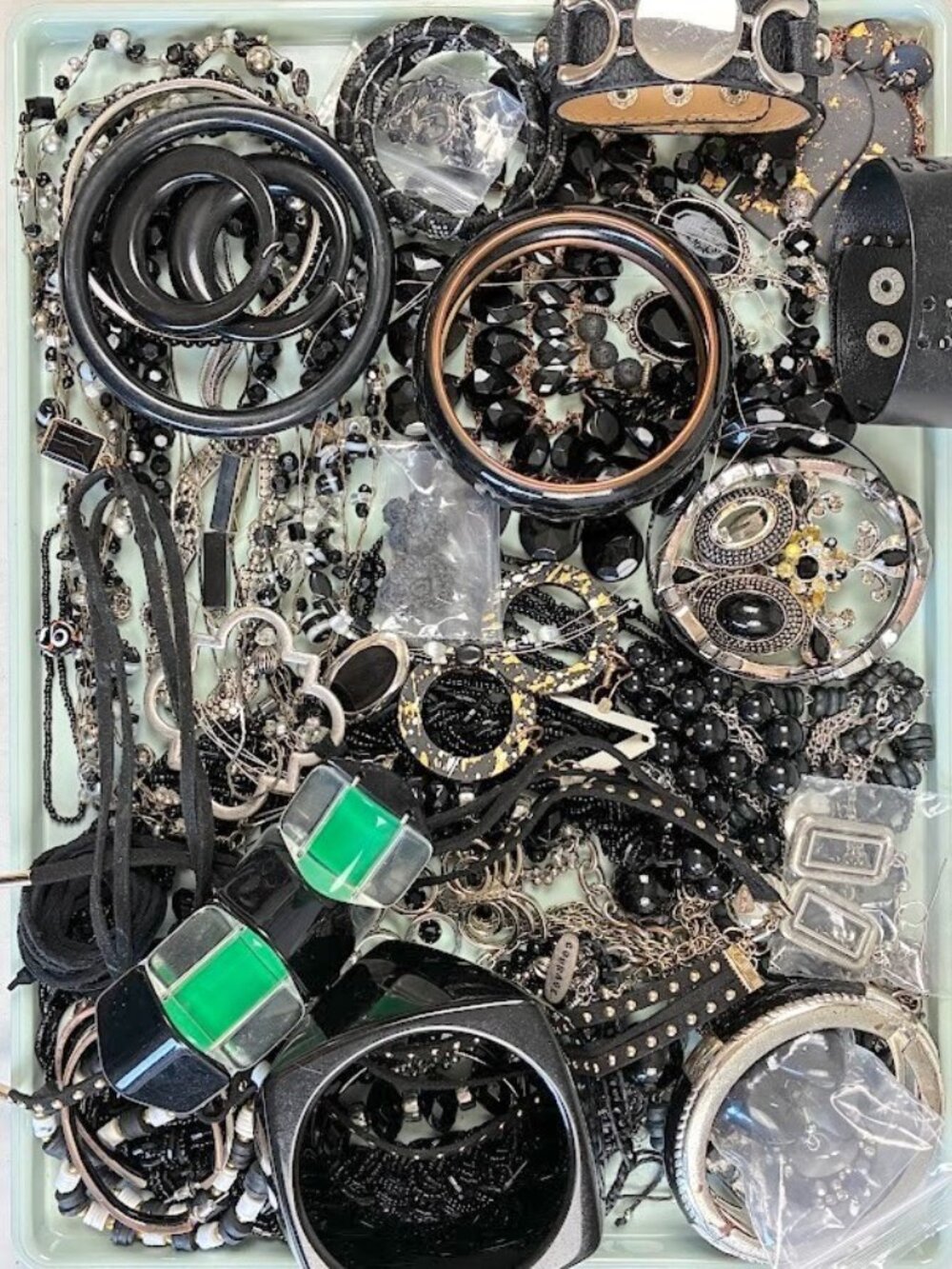 Jewelry Craft Lot Black AS IS Fix Repurpose Reuse Costume Halloween Over 2 Lbs.